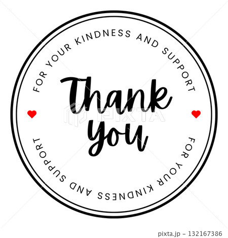 かわいいシンプルなサンキューシールデザイン 132167386