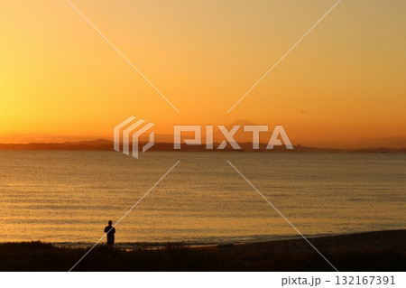 美しい夕日　素晴らしい富津の景色 132167391