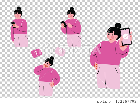 操作智能手機的女性插圖集 132167705