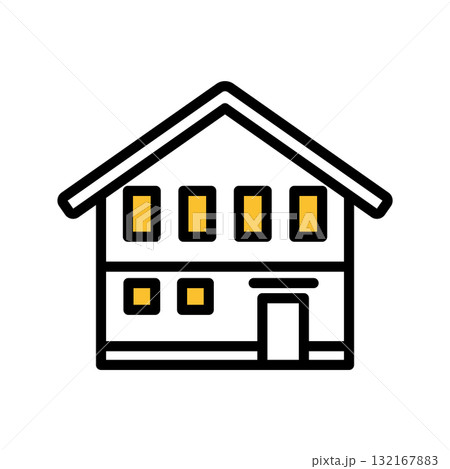 イエローのアクセントのあるシンプルな家のアイコン01 132167883
