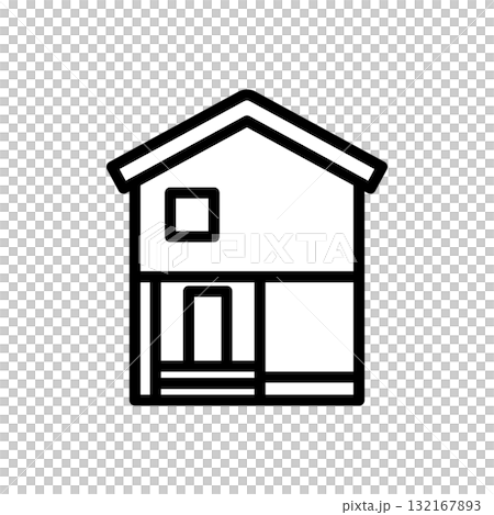 シンプルラインの家のモノクロアイコン02 132167893