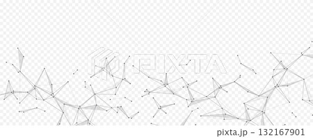 Abstract tech network connection dots. Digital background and big data technology. Blue background with plexus lines. Geometric background with abstract mesh 132167901