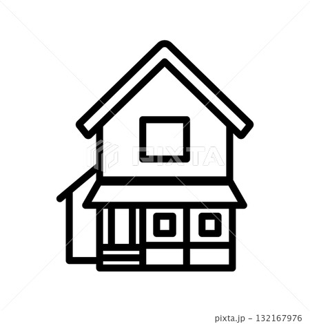 シンプルラインの家のモノクロアイコン04 132167976