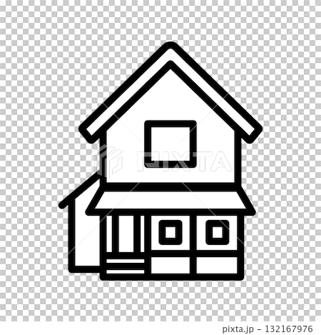 シンプルラインの家のモノクロアイコン04 132167976