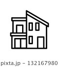 シンプルラインの家のモノクロアイコン08 132167980
