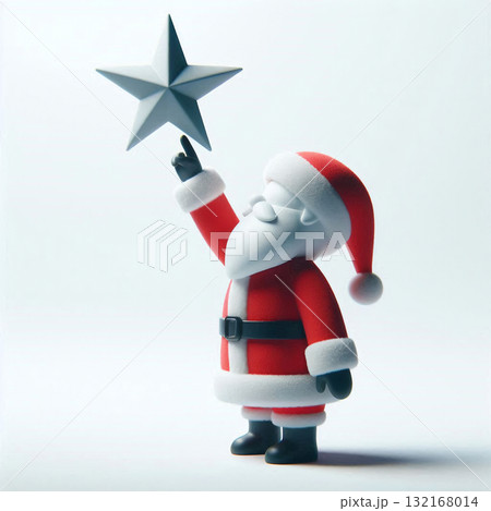 シンプル構図のサンタと星のデザイン 132168014
