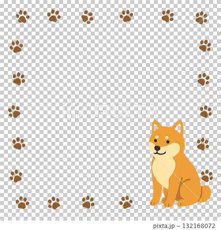 柴犬と足跡のフラットデザインフレーム 柴犬と足跡のフラットデザインフレーム 132168072