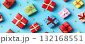 colorful christmas gifts seamless pattern background banner 132168551