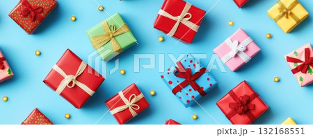 colorful christmas gifts seamless pattern background banner 132168551