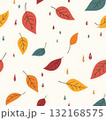 autumn leaves and rain drops seamless pattern background illustration 132168575