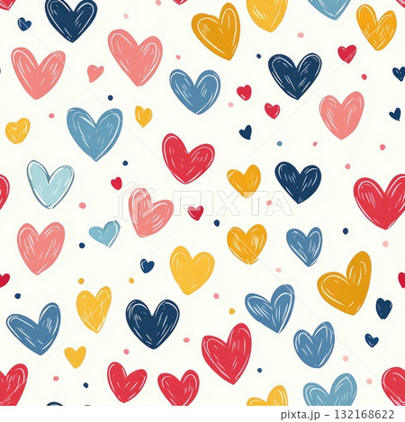 colorful hearts seamless pattern background illustration 132168622