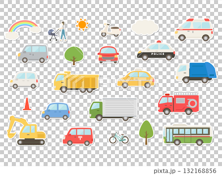 汽車(彩色)_貼紙風格_無背景 汽車(彩色)_貼紙風格_無背景 132168856