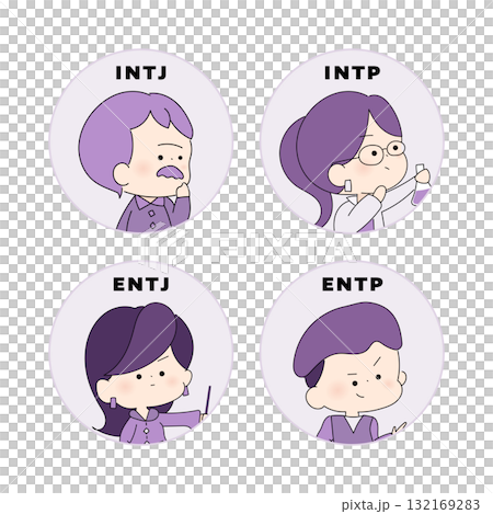 MBTI 人格類型:可愛人物插畫 INTJ、INTP、ENTJ、ENTP MBTI 人格類型:可愛人物插畫 INTJ、INTP、ENTJ、ENTP 132169283
