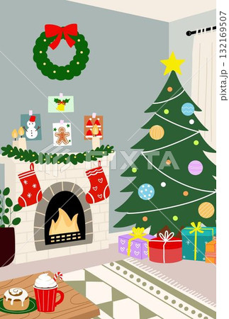 クリスマスの部屋のポストカード 132169507