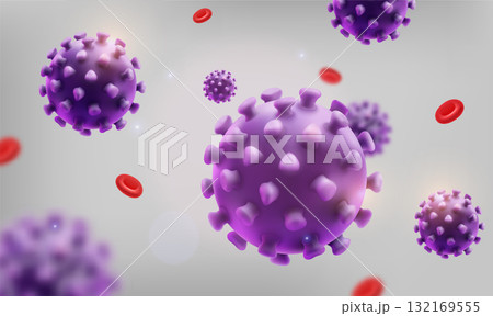 Colorful Virus Composition with Detailed Cell Spikes 132169555