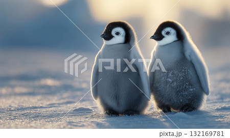 ペンギンの雛が並んでいる様子 ペンギンの雛が並んでいる様子 132169781