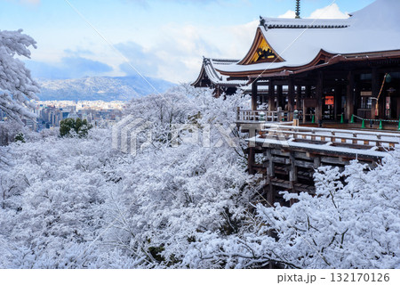 雪化粧した清水寺の舞台 雪化粧した清水寺の舞台 132170126