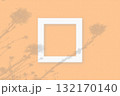 Natural light casts shadows from wildflowers on square white frame lying on an orange background. Mockup 132170140