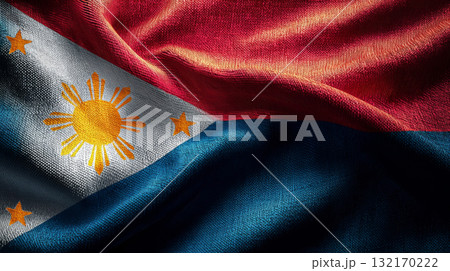 Somalias flag waving under a clear blue sky with fluffy white clouds on a sunny day 132170222