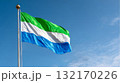 Somalias flag waving under a clear blue sky with fluffy white clouds on a sunny day 132170226