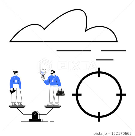 Team working together with balanced scales,...のイラスト素材 [132170663] - PIXTA