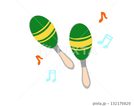 マラカスと音符があるイラスト 132170820