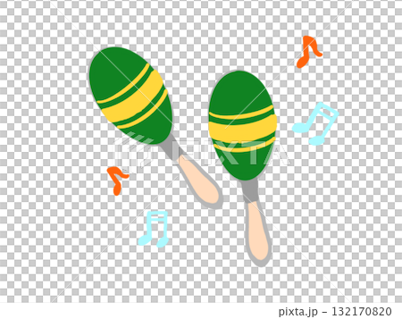 マラカスと音符があるイラスト 132170820