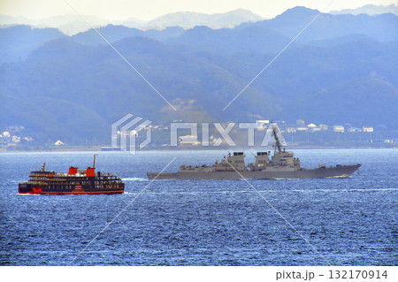 東京湾　浦賀水道　US NAVY　USS Preble　DDG-88　東京湾フェリー　しらはま丸 132170914