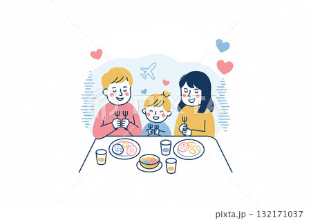 家族で食卓を囲む幸せな時間 132171037