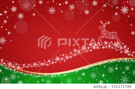 キラキラしたクリスマス背景 トナカイと雪の結晶 冬のイメージ 132171780