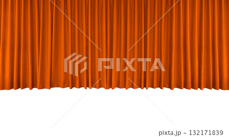 Orange curtains, separated curtains on a white background. Orange curtains, separated curtains on a white background. 132171839
