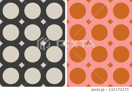Vector set retro simple geometric seamless patterns in retro style. Vintage abstract geometric pattern in Art deco style. 132172273