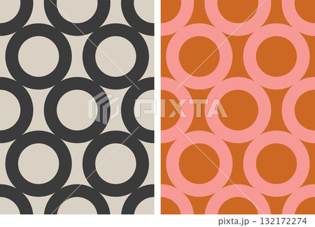 Vector set retro simple geometric seamless patterns in retro style. Vintage abstract geometric pattern in Art deco style. 132172274