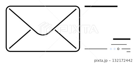 Envelope icon with horizontal lines symbolizing email or messaging interface. Ideal for communication, email design, digital marketing, contact us pages, newsletters, online messaging, and postal 132172442