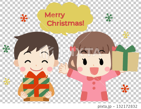 Icon illustration of a child holding a Christmas present Icon illustration of a child holding a Christmas present 132172832