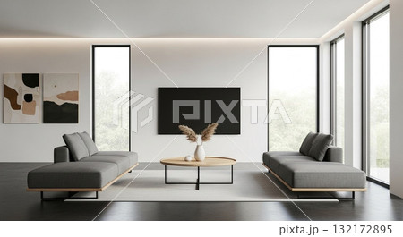 ミニマリストなモダンリビングルーム 132172895