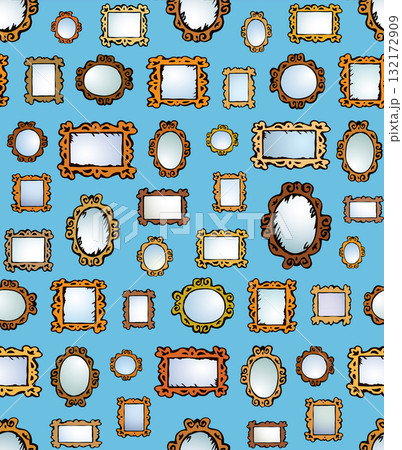 Framed mirrors. Vector drawing pattern 132172909