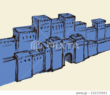 Babylonian Gate. Vector drawing scene 132172931