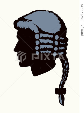 Vintage french wig. Vector drawing 132172939