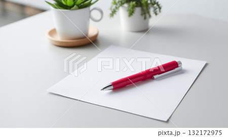 Clean workspace with pen and copy space for planning and new year goals 132172975