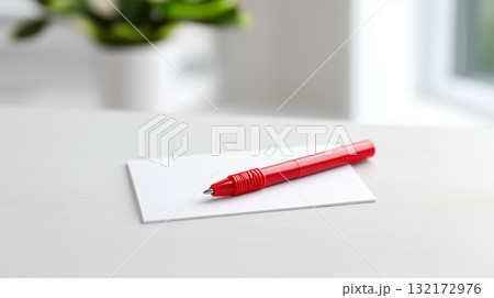 Red pen on blank card for goal setting planning and productivity 132172976