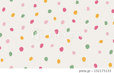 Cute colorful polka dot pattern. Vector jumble brush spotted background. Hand drawn random dots, circles. Trendy simple design 132173133