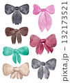 Multicolored bows: pink, red, brown, beige, green and gray. A set of festive accessories for your design. Individual watercolor elements Multicolored bows: pink, red, brown, beige, green and gray. A set of festive accessories for your design. Individual watercolor elements 132173521
