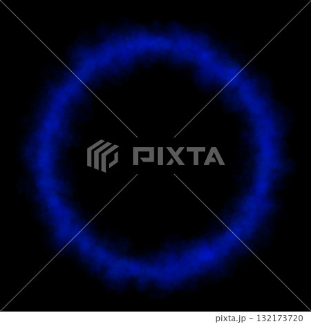 Mystical blue smoke ring on transparent background with glowing mist and ethereal haze in circular motion for cosmic sci fi visuals 132173720