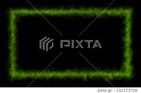Green glowing smoke frame,border on transparent background with foggy neon effect for mystical or sci fi visual design 132173726