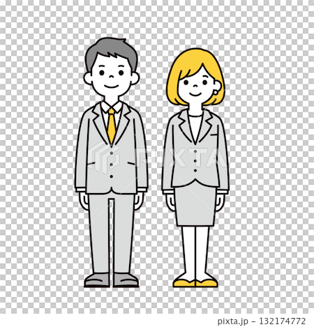 Young businessman male and female full body vector illustration material set 132174772