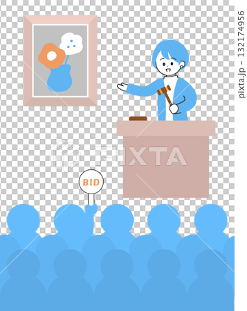 Illustration of a painting auction 132174956