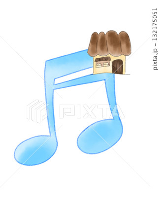 お菓子の家が付いた音符 お菓子の家が付いた音符 132175051