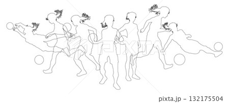 Soccer Football Players Silhouettes 132175504