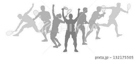 Silhouette Tennis Players Silhouettes Concept 132175505